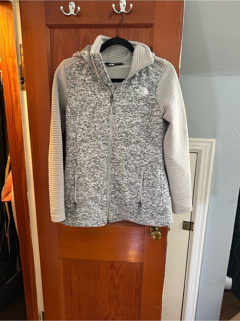 The North Face Heathered Light Gray Full-Zip Hoodie Jacket